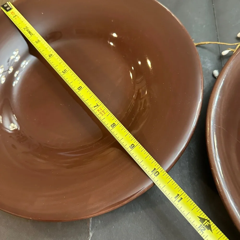 Pottery Barn SAUSALITO Chocolate Brown 10 inch  Salad Plates 2 Piece Ceramic